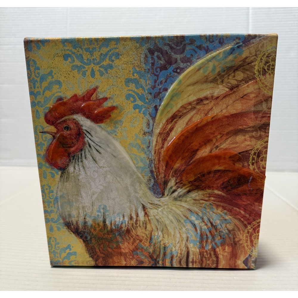 THE STUDIO SHOP-  Susan Winget - 8"‎ Giclee Colorful Rooster Canvas On Wood